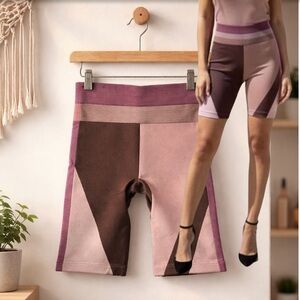 🛍️ NIKE Brown Pink Sculpt Seamless Tight High Rise Fit Training Shorts size Sm